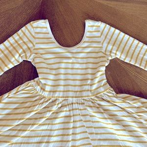 The Ballet Dress in mustard stripes